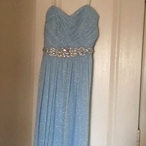 Icy blue glitter prom dress